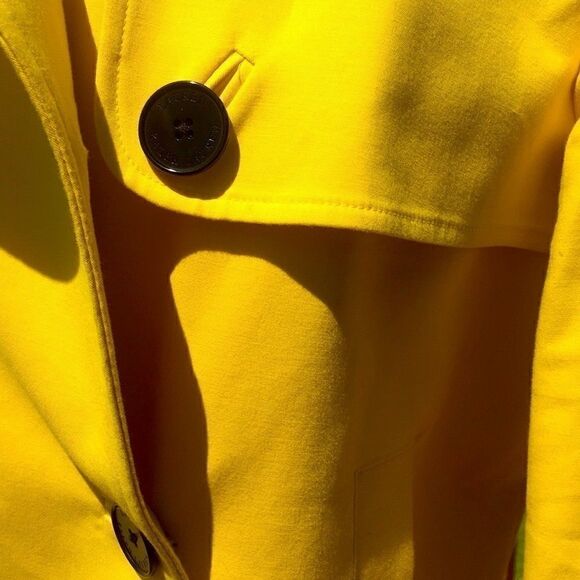 Lauren Ralph Lauren Cropped Trench Cropped double breast yellow black buttons L - Picture 6 of 16